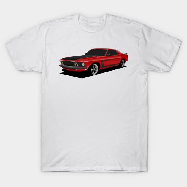 Red Ford Mustang T-Shirt by turboosted